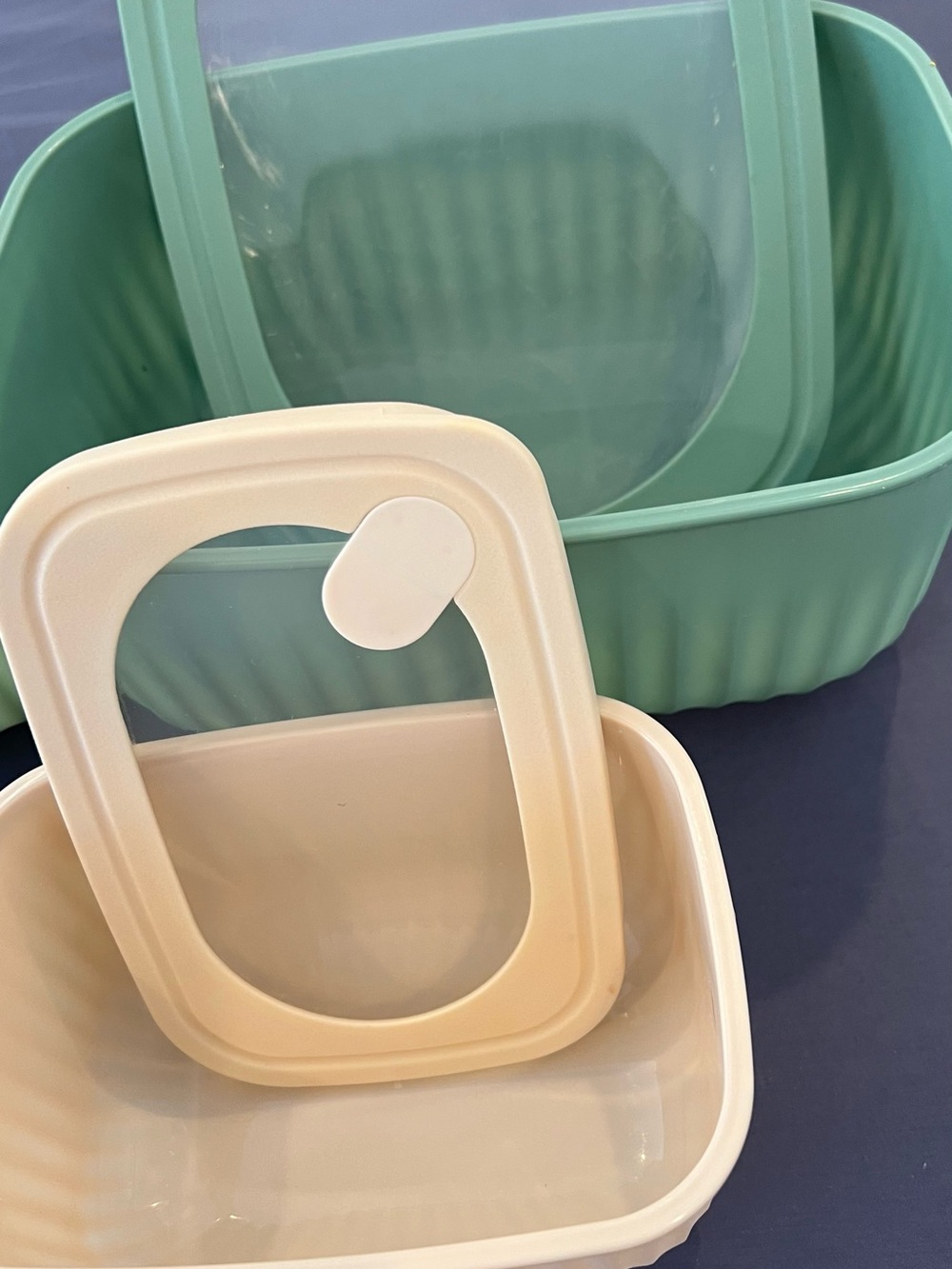 Multi-Size Mint Green and Cream stackable Food Storage Container Set - Picture 2 of 7